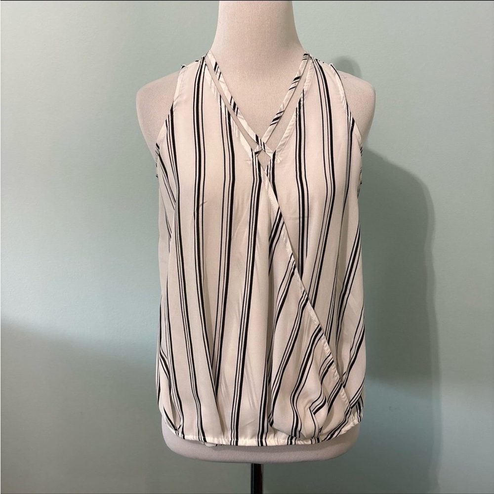 Grayson Threads white stripe sleeveless blouse